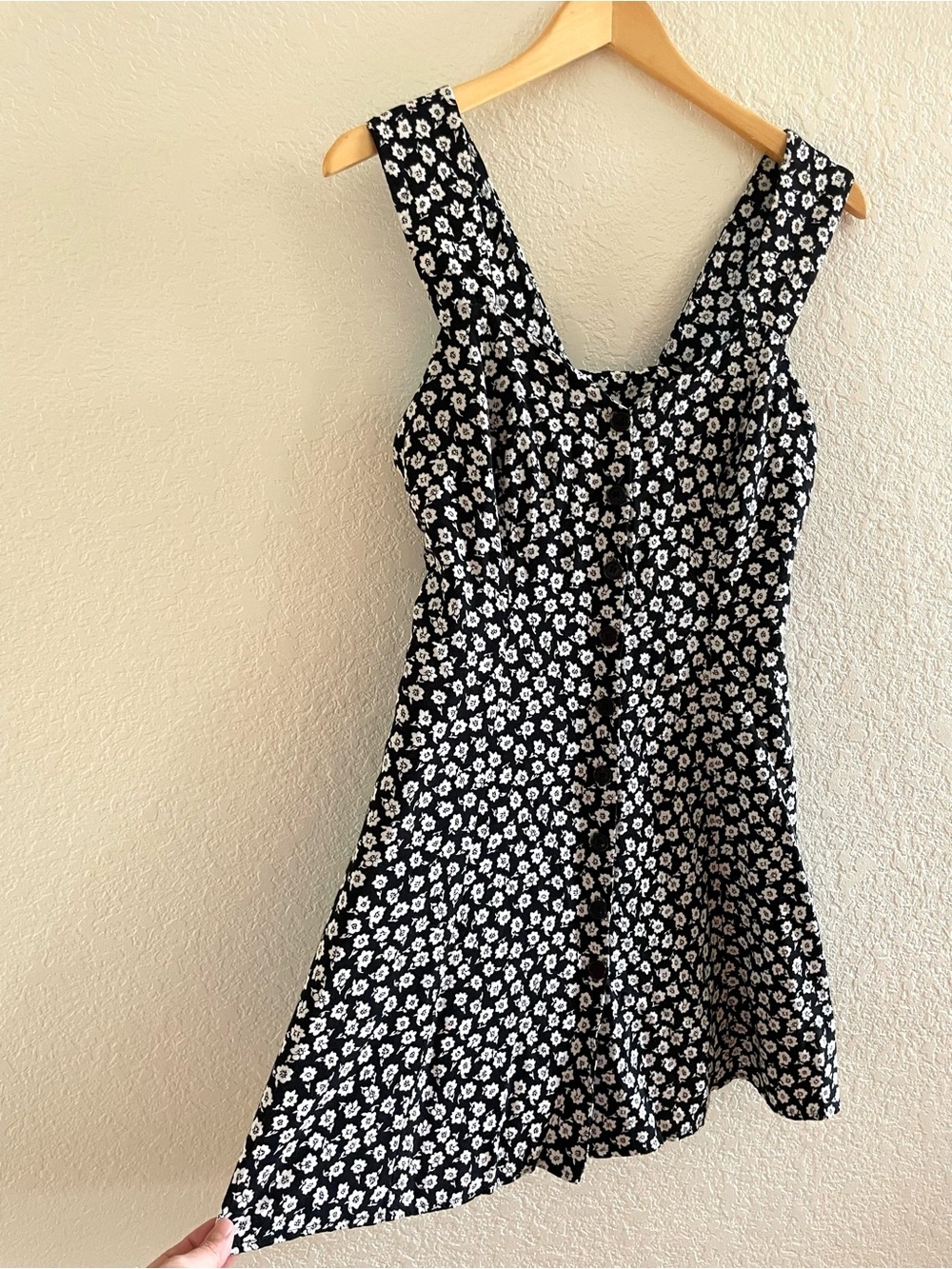 90s Vtg Victoria’s Secret Moda Int’l Retro Black Ditsy Floral Mini Dress Pin Up - Picture 5 of 12
